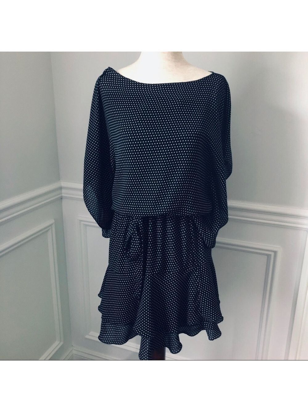 Max Studio Black/White Polka Dot Mini Dress